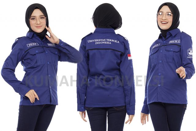 kemeja ut warna biru dongker