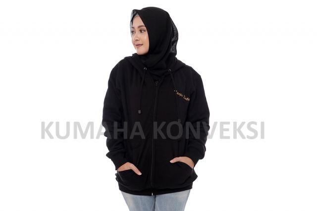 jaket bahan katun twill hitam
