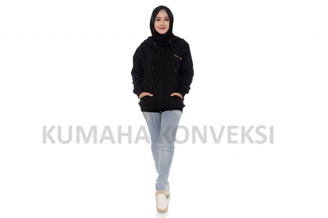 jaket bahan katun twill hitam